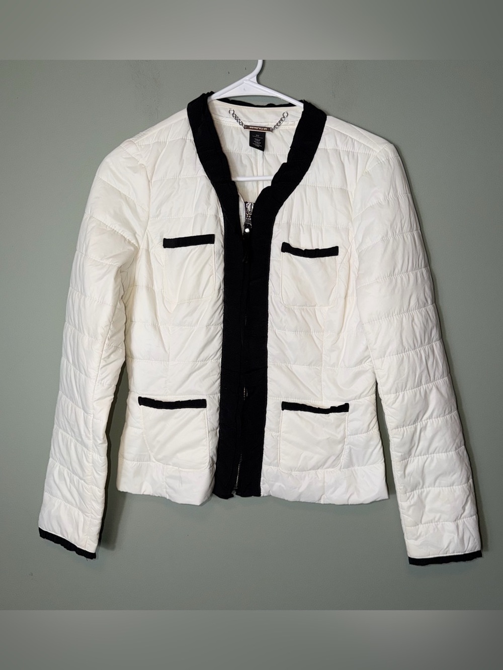 White House Black Market Women’s Color blocked quilted puffer jacket XS